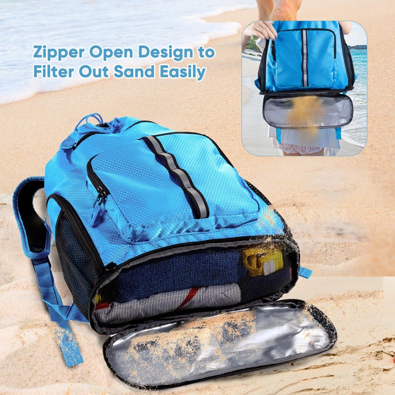 VIGEGARI Large Beach Backpack Waterproof Sandproof - Customized Oversized Drawstring Pool Bag with Shoe Compartment for Toiletries, Towels, Gym, Travel - Image 3