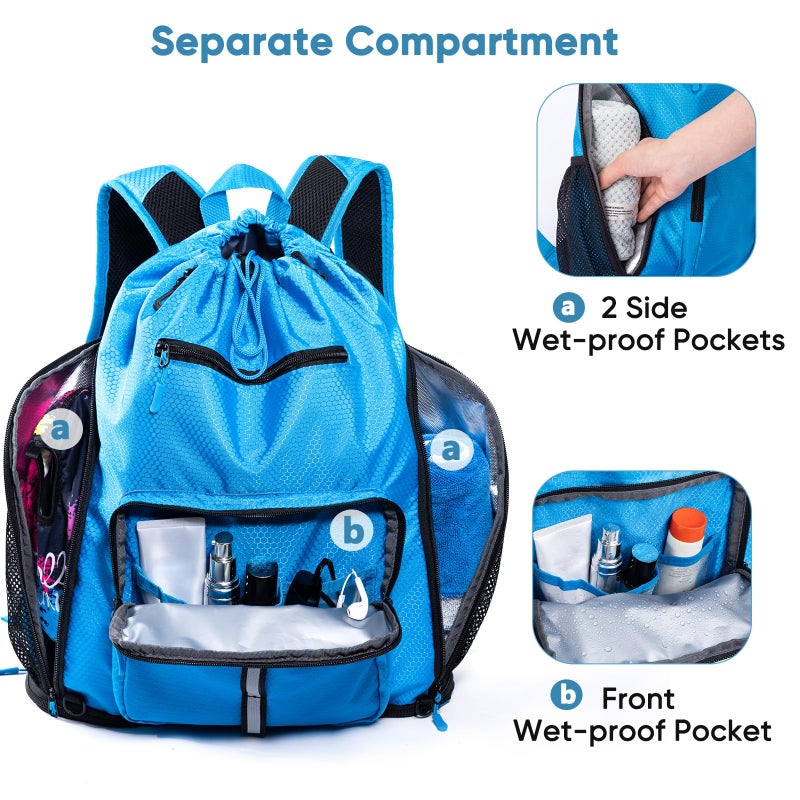 VIGEGARI Large Beach Backpack Waterproof Sandproof - Customized Oversized Drawstring Pool Bag with Shoe Compartment for Toiletries, Towels, Gym, Travel - Image 4