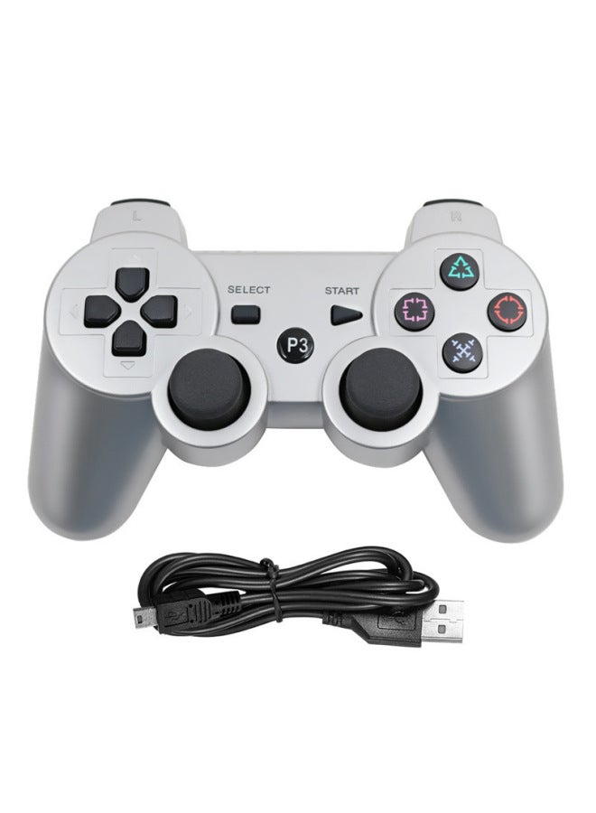 PS3 Handle Vibration PC Wireless Controller Computer Bluetooth USB Gamepad PS3 Game Console Fast-Product Color:Silver-with Data Cable  - Image 1