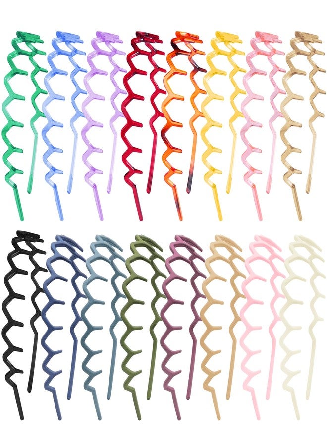 Duufin 16 Pieces Zig Zag Headbands Colorful Plastic Headbands with Teeth Non Slip Comb Teeth Headband for Girls and Women - Image 1