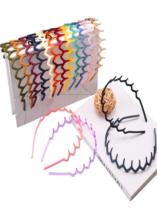 Duufin 16 Pieces Zig Zag Headbands Colorful Plastic Headbands with Teeth Non Slip Comb Teeth Headband for Girls and Women - Image 5