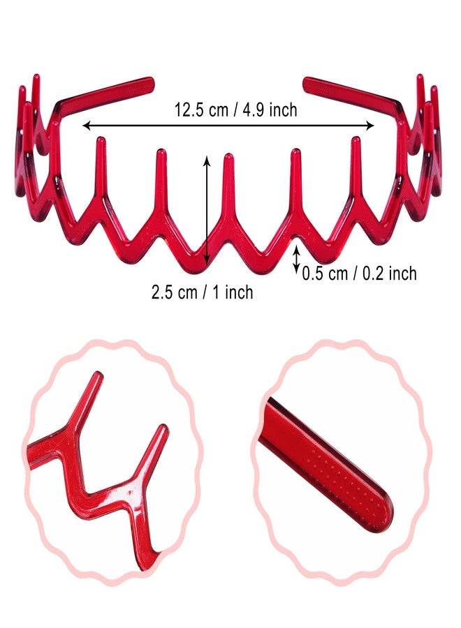 Duufin 16 Pieces Zig Zag Headbands Colorful Plastic Headbands with Teeth Non Slip Comb Teeth Headband for Girls and Women - Image 2