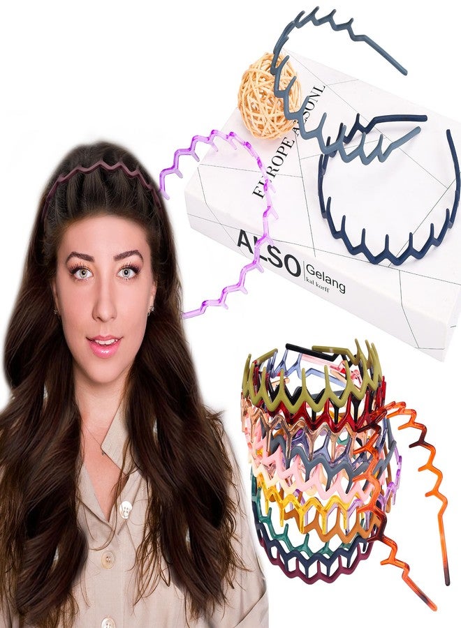 Duufin 16 Pieces Zig Zag Headbands Colorful Plastic Headbands with Teeth Non Slip Comb Teeth Headband for Girls and Women - Image 3