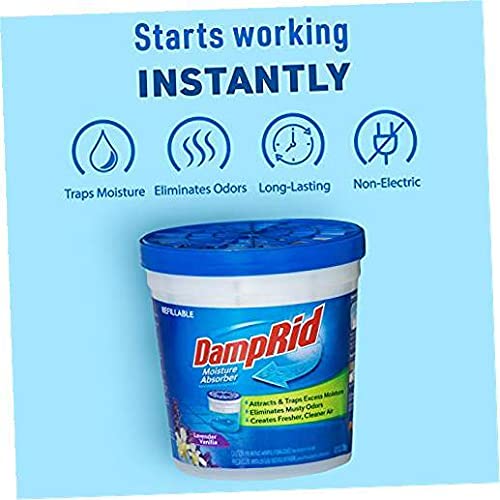 DampRid Lavender Vanilla Refillable Absorber Traps Moisture for Fresher, Cleaner Air, 4 Pack, Blue, 10.5 Ounces - Image 4