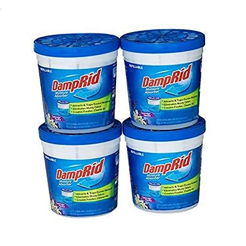 DampRid Lavender Vanilla Refillable Absorber Traps Moisture for Fresher, Cleaner Air, 4 Pack, Blue, 10.5 Ounces - Image 1