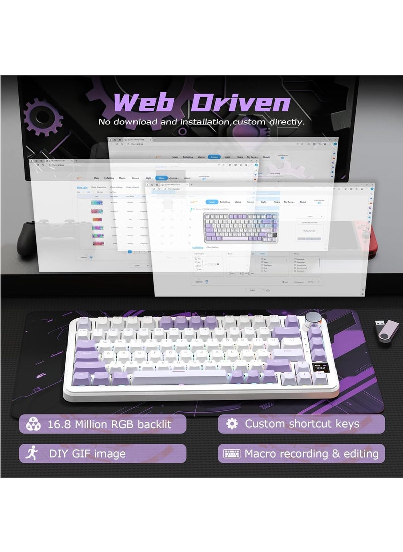 Attack Shark - X85Pro Game Mechanical Keyboard Three Mode RGB Bluetooth Wireless Customization Hot Plug With Display Screen Office - Image 1