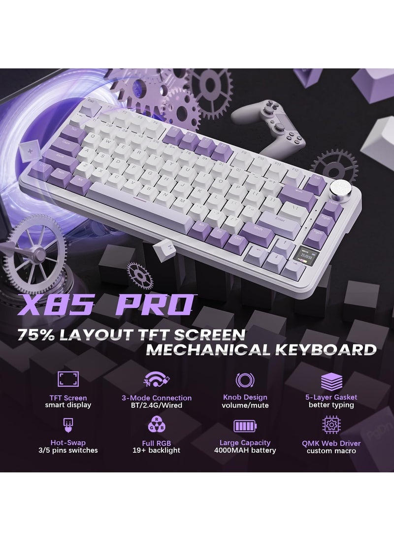 Attack Shark X85Pro Game Mechanical Keyboard Three Mode RGB Bluetooth Wireless Customization Hot Plug With Display Screen Office  - Image 2