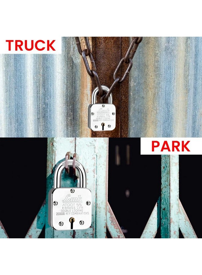 Link® Atoot 55mm Lock | 2 Lakhs Key Combinations | Steel Body | Hardened Shackle | 8 Brass Levers | Made in India |1 Padlock 3 Silver Keys - Image 5