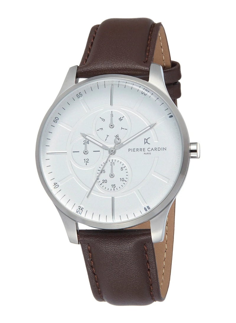 pierre cardin Pierre Cardin Stainless Steel Men's Watch With Brown Leather Band PC902731F106  - Image 1