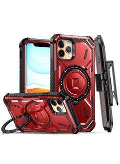 Generic Case Cover For iPhone 13 Armor Series Holder Phone Case with Back Clip Red 