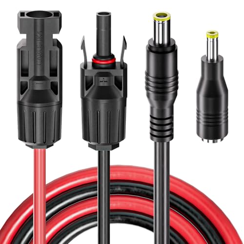 Goupchn Solar Panel Connector to DC 8mm Adapter Extension Cable 16 AWG with DC 5.5mmx2.5mm Adapter for GZ Portable Backup Power Station, Solar Generators 6.23ft - Image 1