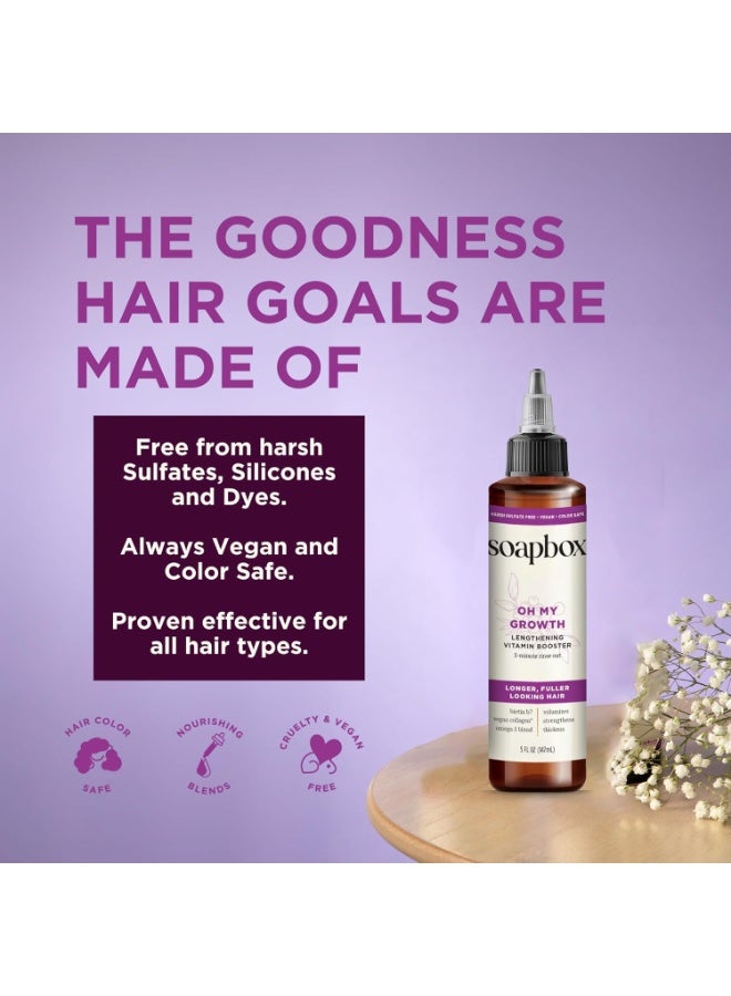 Soapbox Oh My Growth, Lengthening Vitamin Booster Treatment for All Hair Types with Biotin, Vegan Collagen & Vitamins A & C, Paraben & Cruelty Free, For Thicker, Fuller Hair for Men & Women (5 oz) - Image 4