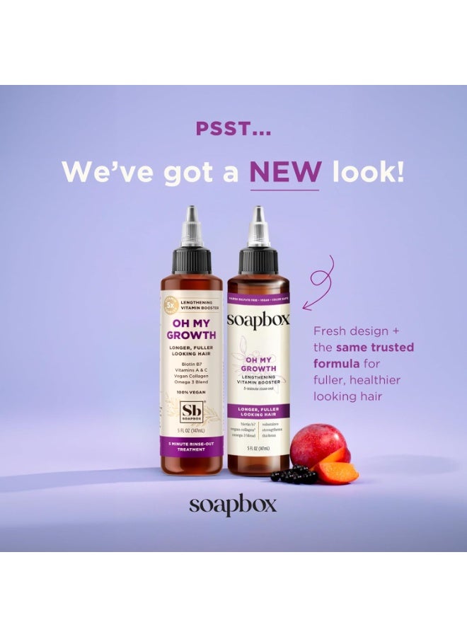 Soapbox Oh My Growth, Lengthening Vitamin Booster Treatment for All Hair Types with Biotin, Vegan Collagen & Vitamins A & C, Paraben & Cruelty Free, For Thicker, Fuller Hair for Men & Women (5 oz) - Image 2