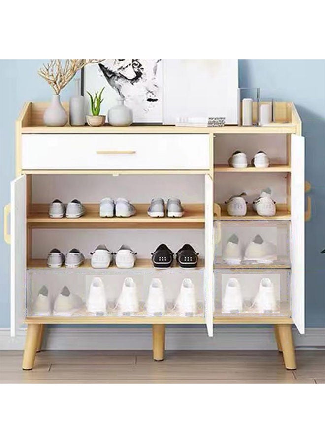 DANUBE HOME Manro 14 Pairs Wooden Shoe Cabinet Modern Design Furniture For Entryway Hallway Living Room White/Brown Engineered Wood 1 Drawer 7 Shelves 13 Pairs 90x40x84 cm - Image 4