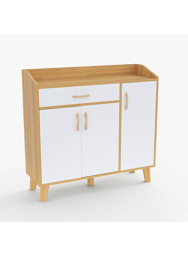 DANUBE HOME Manro 14 Pairs Wooden Shoe Cabinet Modern Design Furniture For Entryway Hallway Living Room White/Brown Engineered Wood 1 Drawer 7 Shelves 13 Pairs 90x40x84 cm - Image 3