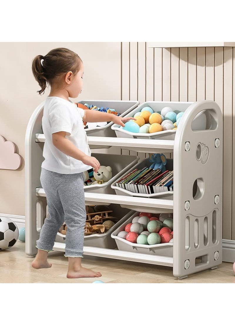 TRASSLE Toys Organizer Kids Toys Storage Organizer,Storage Bins Toy Boxes, Kids Toy Storage Rack,3 Tier Children Storage Shelf with 6 Bins for Girls and Boys in Bedroom Playroom Living Room - Image 1