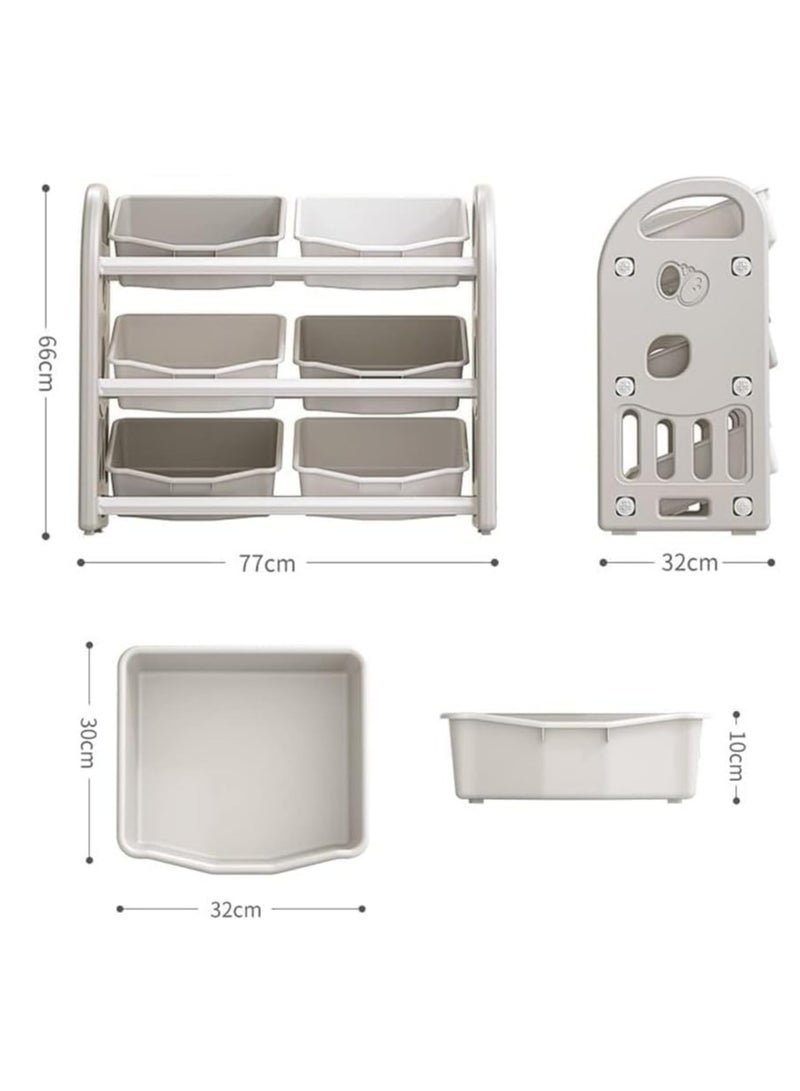 TRASSLE Toys Organizer Kids Toys Storage Organizer,Storage Bins Toy Boxes, Kids Toy Storage Rack,3 Tier Children Storage Shelf with 6 Bins for Girls and Boys in Bedroom Playroom Living Room - Image 2