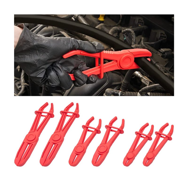 Zipelo Hose Clamp Pliers  6 Pack 3 Size Line Pinch Clamps Set  Plastic Hose Pinching Off Pliers For Automotive Radiator  Brake  Gas  Coolant Hoses And Fuel Lines  Vehicle Tools Car Accessories - Image 1