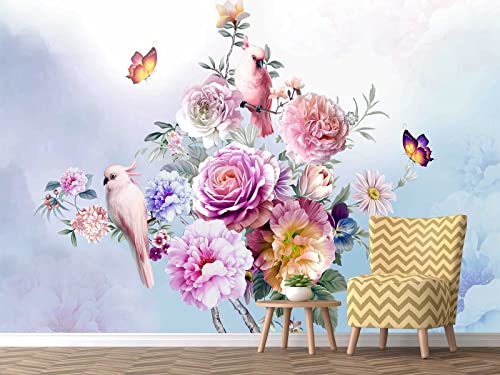 Reyhui Wall Murals Full of Romantic Leaves and Flower Wallpaper for Bedroom Living Room and Office Decoration - Image 1