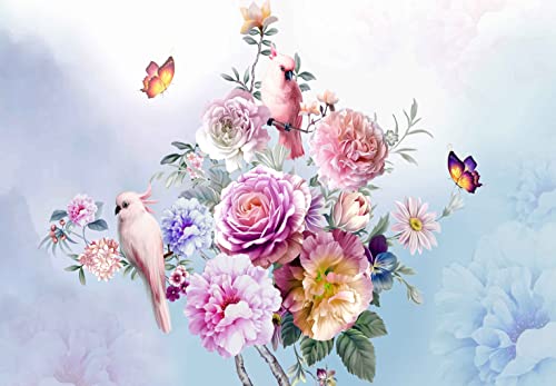 Reyhui Wall Murals Full of Romantic Leaves and Flower Wallpaper for Bedroom Living Room and Office Decoration - Image 3