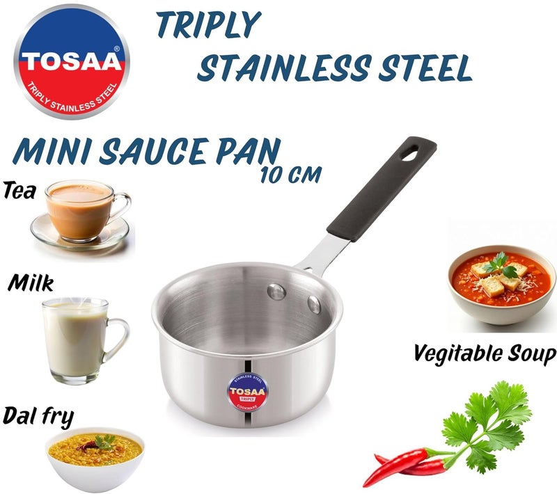 Tosaa TRIPLY MINI Sauce PAN -3-Layer Base for Even Heating | Milk, Water, Tea Pan,Mini Sauce Pan | Dishwasher Safe | Cool-Touch Handle | 490 ML - Image 5