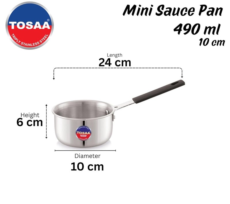 Tosaa TRIPLY MINI Sauce PAN -3-Layer Base for Even Heating | Milk, Water, Tea Pan,Mini Sauce Pan | Dishwasher Safe | Cool-Touch Handle | 490 ML - Image 3