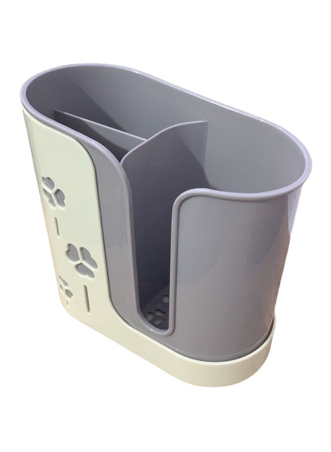 طقم منظم أدوات المطبخ – منظم أدوات مائدة بلاستيك آمن للطعام + حامل إسفنجة وحوض غسيل + حامل أدوات طهي للمطبخ – تصميم عصري لتخزين وتنظيم المطبخ - Image 3