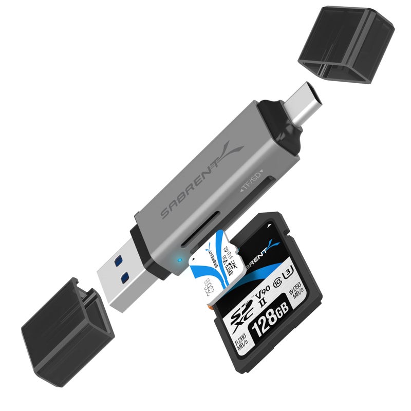 SABRENT SD Card Reader USB C USB A Micro SD Card Reader USB 30 Dual Slot Memory Card Adapter for Laptop PC Android CRBCA2 - Image 2