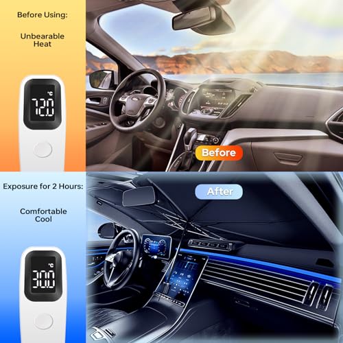 COSTAR Car Sun Shade Protector, Foldable Windshield Insulation Sun Shade for UV Protection Reflective Sunblocker Car Accessories for Pickup, Trucks, Large SUVs, and More (Large Size) - Image 3