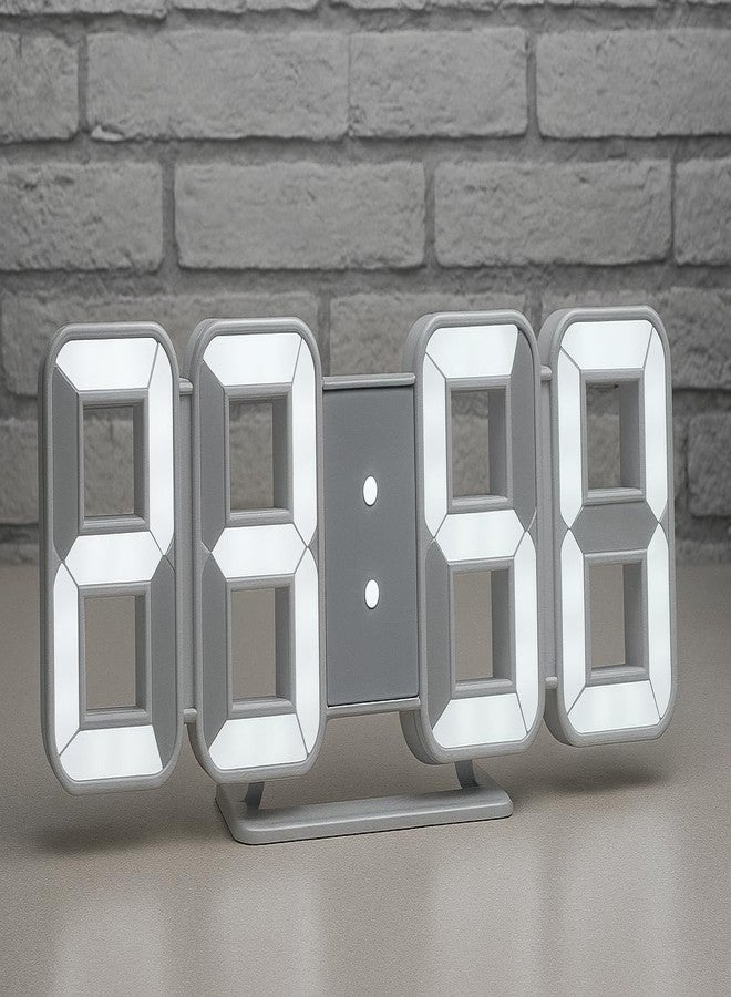 Dangfly Acrylic Digital LED Display Number Clock Table Wall Clock White (Works On Electricity) White Colour - Image 1