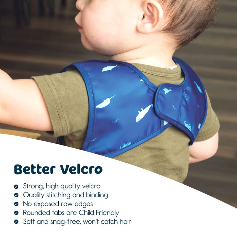 Tiny Twinkle Mess Proof Baby Bib for Boys | Waterproof Toddler Bib for Eating | Baby Apron for Feeding, Machine Washable | Perfect Shower Gift (Ocean Life, 6â€“24M) - Image 3