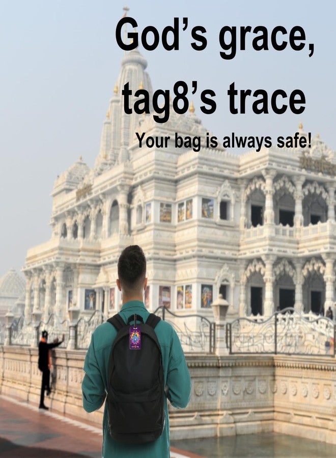 tag8 Ram Mandir Ayodhya Luggage Tag for Suitcase, Travel Bags Tags, Suitcase Bag Tag, School & Office Bags with Airport Tracer Code | Stop Losing, Start Tagging - Pack 2 - Image 2