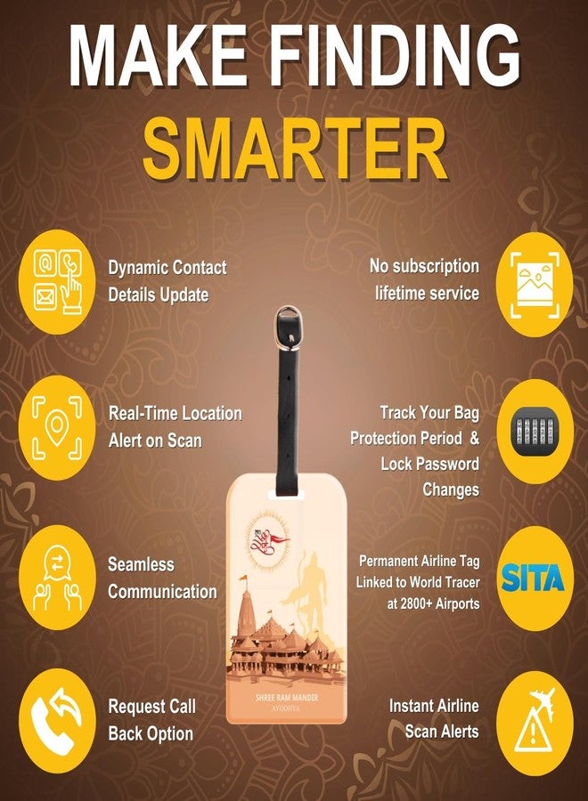 tag8 Ram Mandir Ayodhya Luggage Tag for Suitcase, Travel Bags Tags, Suitcase Bag Tag, School & Office Bags with Airport Tracer Code | Stop Losing, Start Tagging - Pack 2 - Image 3