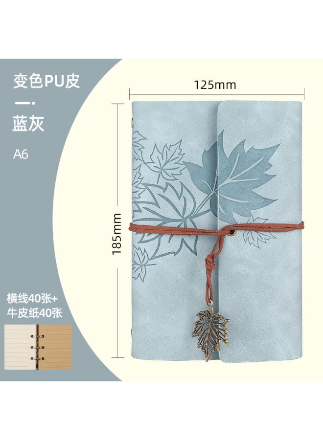 Boyi Retro Travel Pu Hand Ledger Soft Leather Loose-leaf Notebook A6a7 Portable Notebook Maple Leaf Diary - Image 1