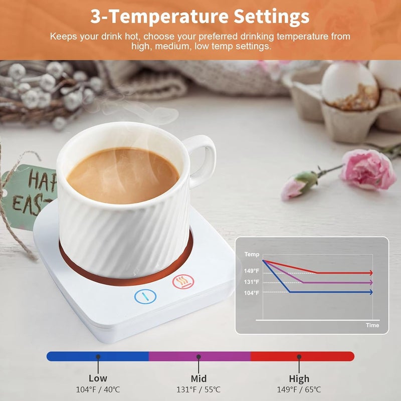 Vobaga Coffee Warmer & Mug Warmer for Home Office Home Desk with 4H Auto Shut Off, Electric Cup Warmer Plate with 3 Temperature Settings for Tea, Water, Cocoa, Coffee Gifts Accessories for Women Men - Image 4