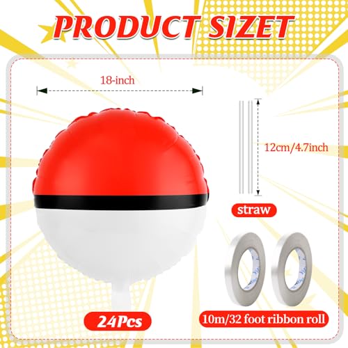 AXBMM 24 PCS 18 Inch Red White Cartoon Themed Foil BalloonsHappy Birthday Balloon Set for Vibrant Kids Party Decorations Durable Reusable Foil Mylar BalloonsPerfect for Cartoon Celebration Decor - Image 5