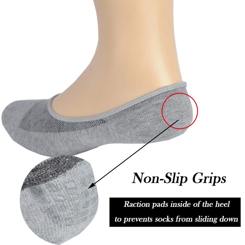 JORMATT 8 Pairs Mens Women Genuine No Show Socks Boys Sneaker Shoes Mesh Knit Low Cut Athletic Cotton Socks Non Slip, Men Shoe size 6-10