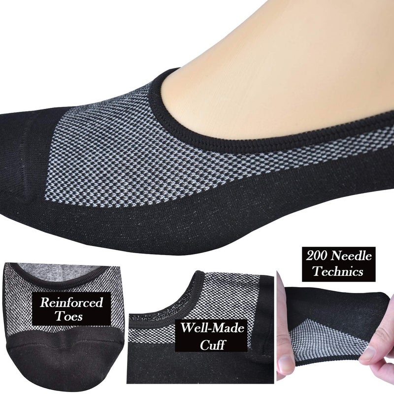 JORMATT 8 Pairs Mens Women Genuine No Show Socks Boys Sneaker Shoes Mesh Knit Low Cut Athletic Cotton Socks Non Slip, Men Shoe size 6-10
