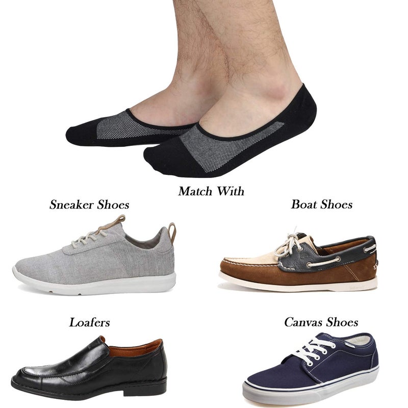 JORMATT 8 Pairs Mens Women Genuine No Show Socks Boys Sneaker Shoes Mesh Knit Low Cut Athletic Cotton Socks Non Slip, Men Shoe size 6-10