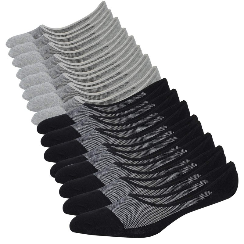 JORMATT 8 Pairs Mens Women Genuine No Show Socks Boys Sneaker Shoes Mesh Knit Low Cut Athletic Cotton Socks Non Slip, Men Shoe size 6-10