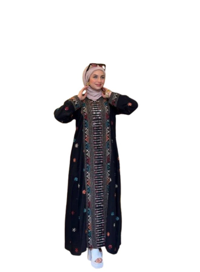 Luxurious Spanish linen abaya, suitable for going out and receiving guests - hand-embroidered - perfect for special occasions - Image 1