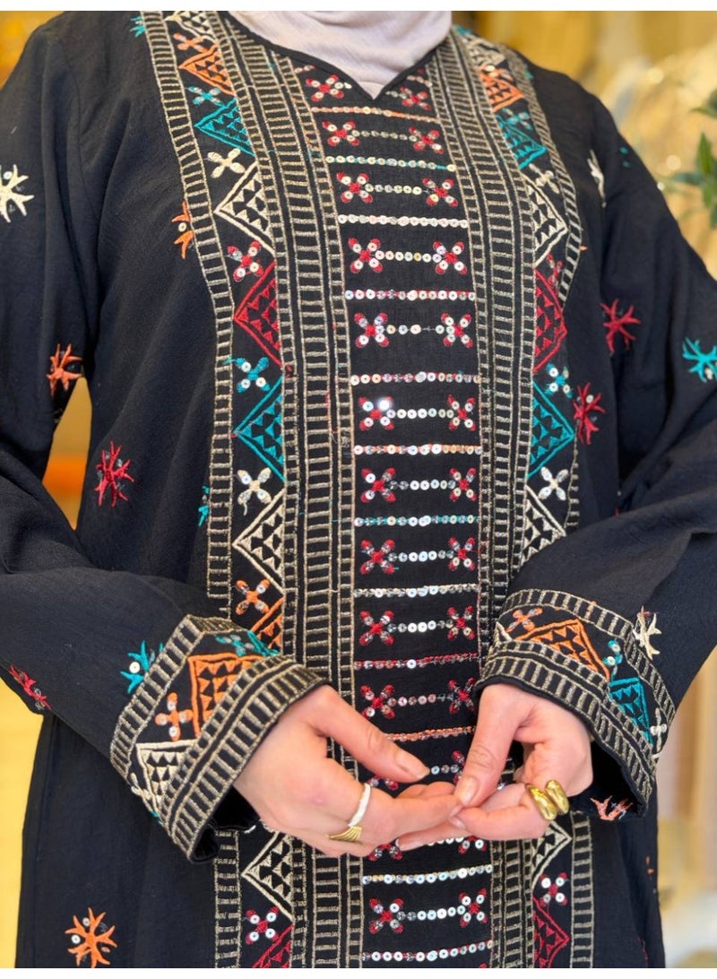 Luxurious Spanish linen abaya, suitable for going out and receiving guests - hand-embroidered - perfect for special occasions - Image 2