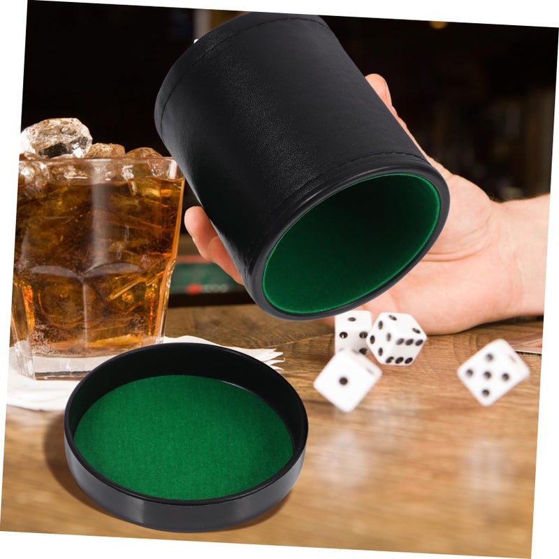 Black PU Leather Dice Cup Set With Noise Reducing Base Gaming - Image 5