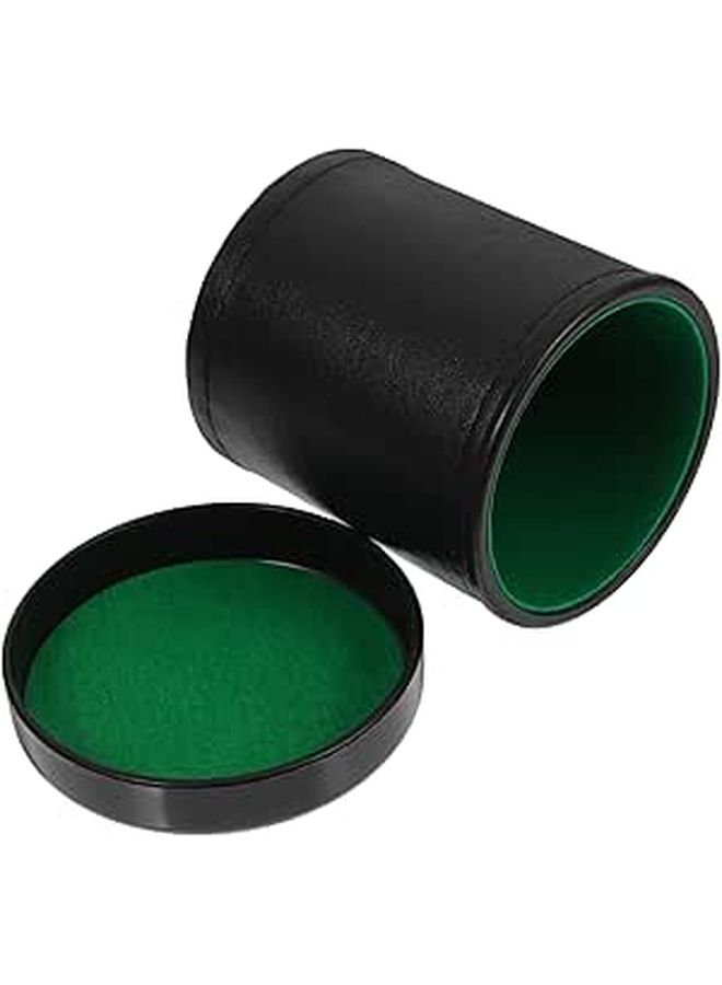 Black PU Leather Dice Cup Set With Noise Reducing Base Gaming - Image 1