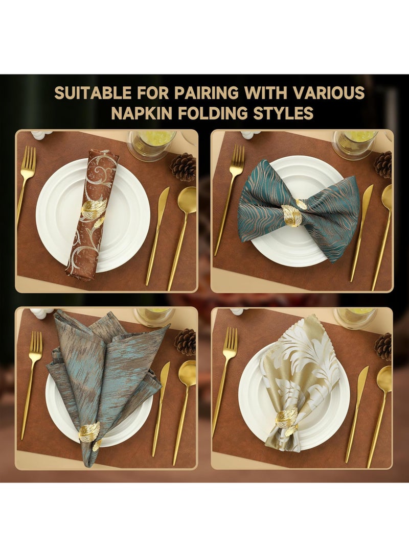 Napkin Rings, 10Pcs Gold premium alloys Napkin Ring Holders, Shiny Metal Leaf Napkin Rings Metallic Adornment, for Table Settings Kitchen Dinner Party Wedding Decor for Cloth Napkins - Image 3