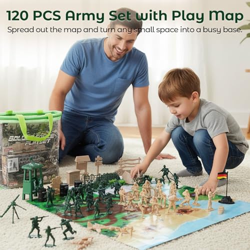 3 otters 120PCS Army Men Military Set Military Soldier Playset Army Men Action Figures with Vehicles Aircrafts Assault Boats Christmas Stocking Stuffers for Kids Boys Ages 3 - Image 5