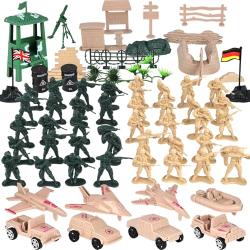 3 otters 120PCS Army Men Military Set Military Soldier Playset Army Men Action Figures with Vehicles Aircrafts Assault Boats Christmas Stocking Stuffers for Kids Boys Ages 3 - Image 1