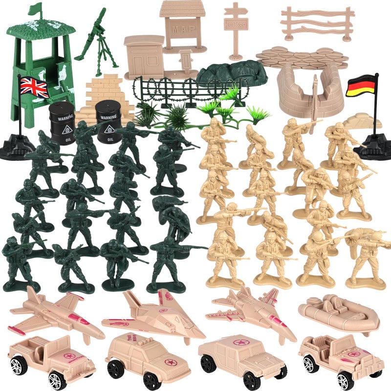 3 otters 120PCS Army Men Military Set Military Soldier Playset Army Men Action Figures with Vehicles Aircrafts Assault Boats Christmas Stocking Stuffers for Kids Boys Ages 3 - Image 3