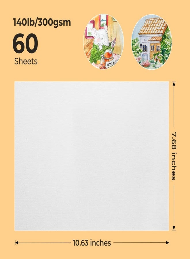Paul Rubens 60 Sheets Watercolor Paper,Hot Press 50% Cotton&140lb /300gsm Acid-Free Bulk White Paper for Artists, Students & Adults（10.63 * 7.68 inch） - Image 2