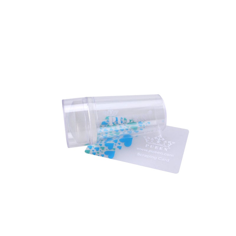 PUEEN Nail Art Clear SeeThru Transparent Soft Stamper and Scraper Set  Stamping Tools  BH000696
